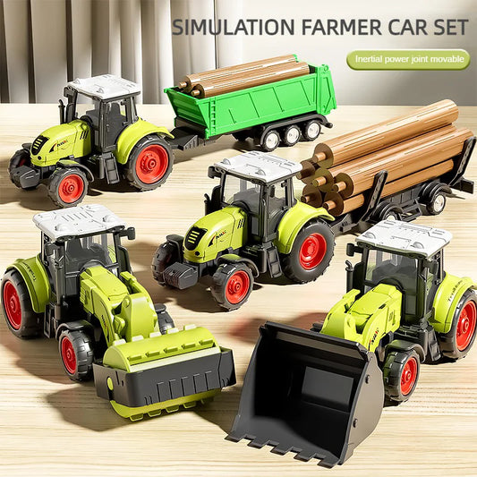 Gårdsmaskiner for Barn – Inertial Lekesett med Skurtresker og traktor
