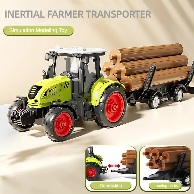 Gårdsmaskiner for Barn – Inertial Lekesett med Skurtresker og traktor