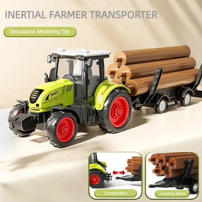Gårdsmaskiner for Barn – Inertial Lekesett med Skurtresker og traktor