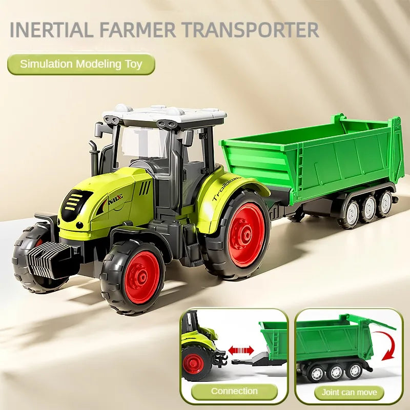 Gårdsmaskiner for Barn – Inertial Lekesett med Skurtresker og traktor