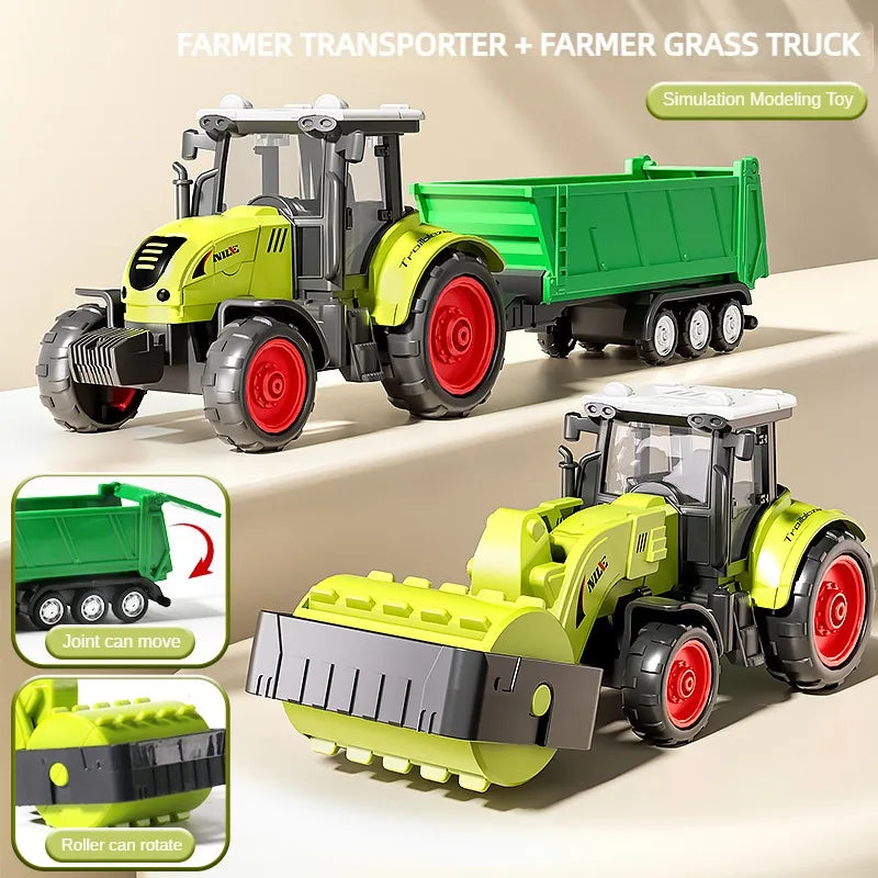 Gårdsmaskiner for Barn – Inertial Lekesett med Skurtresker og traktor
