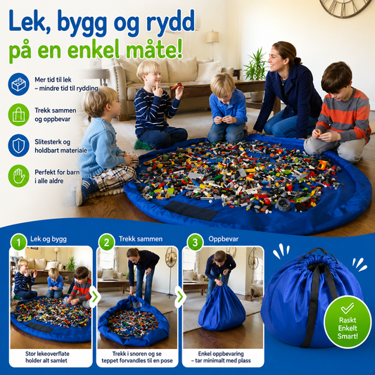 Oppbevaringsmatte for Byggeklosser – Lek og Rydding i Én Smart Løsning 🧸🧩